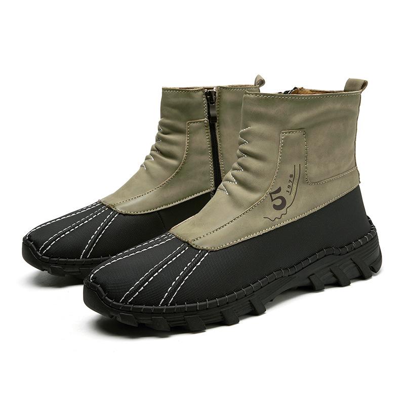 Men's High-Top Martin Boots: Fashionable Zipper, Outdoor, Large Size, Handmade Leather for Autumn & Winter