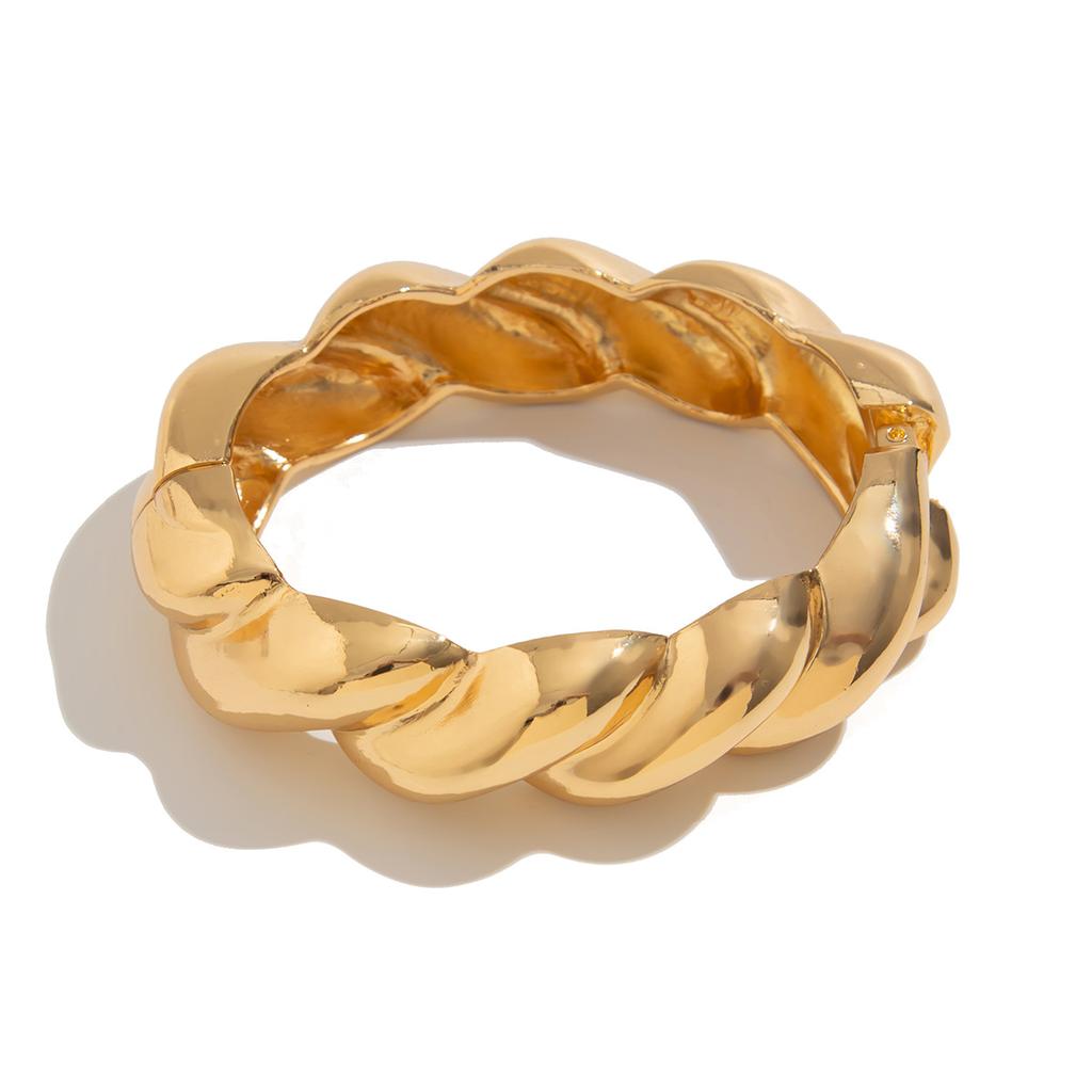 Exaggerated Metal Smooth Thread Stacked Bracelet, Personalized Retro Geometric Hexagonal Mirror Bracelet