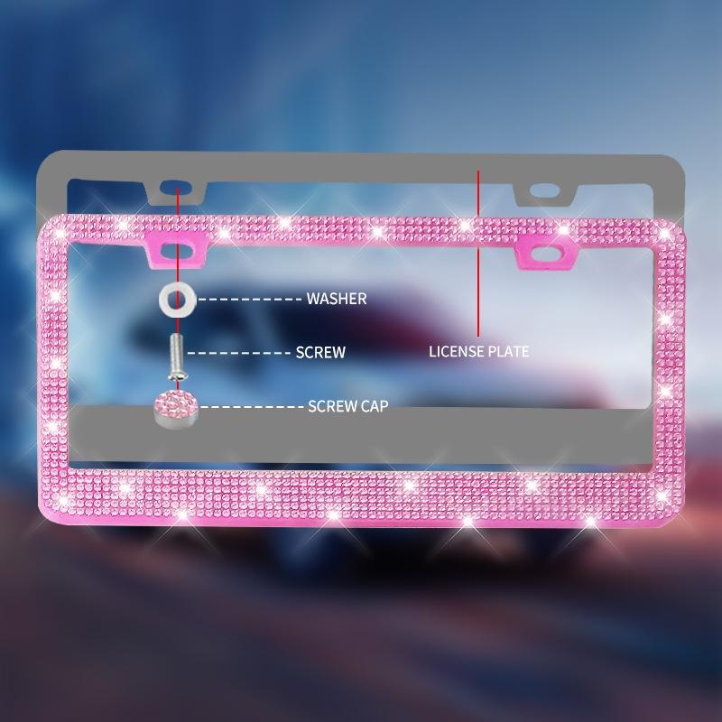 New 1/2Pcs 31*16Cm Bling Crystal License Plate Frame Women Rhinestone Car License Plate Frame Cover Holder Car Accessories
