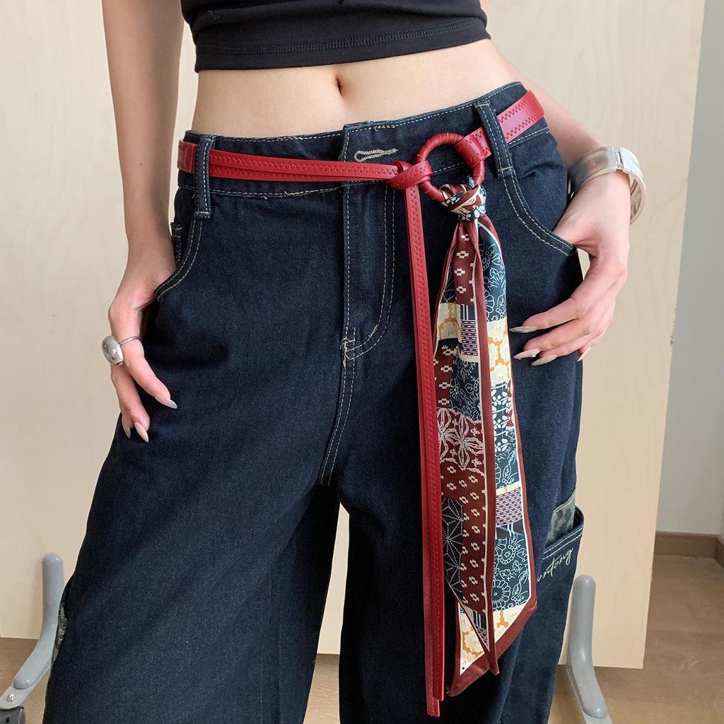 Chaîne Écharpe de Taille Y2K Punk Rouge - Accessoire de Ceinture Hip Hop Polyvalent pour Femme