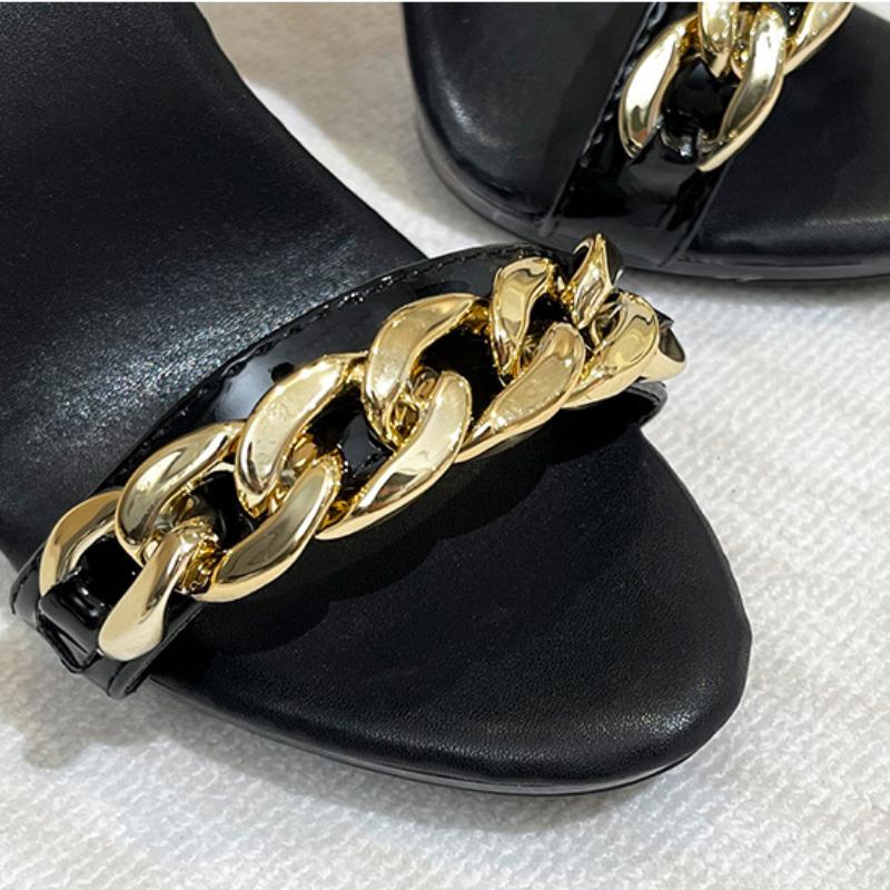 Женские пикантные сандалии на высоком каблуке с металлической пряжкой на шпильке — фото 7