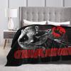 Jurassic T-Rex Grid World Blanket Flannel Spring/Autumn Logo Breathable Lightweight Throw Blankets for Travel Bedroom Quilt