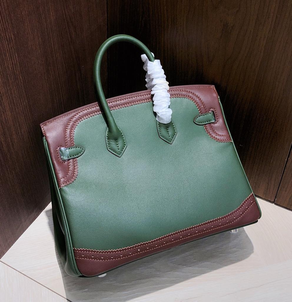 High-end Custom Top Layer Swift Cowhide Lace Edge Genuine Leather Women's Bag Patchwork High-end Handbag