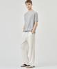 THE-ABON Pin Pattern Stretch Wide Elastic Waist Pants Blue
