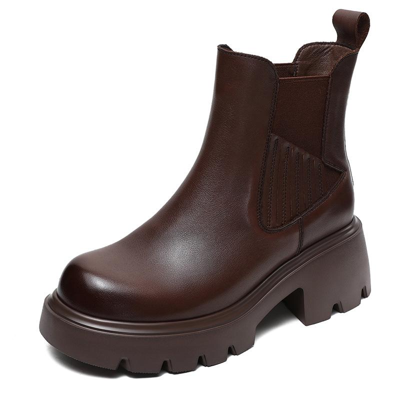 Autumn and winter new retro Martin boots women's British leather platform small Chelsea short boots