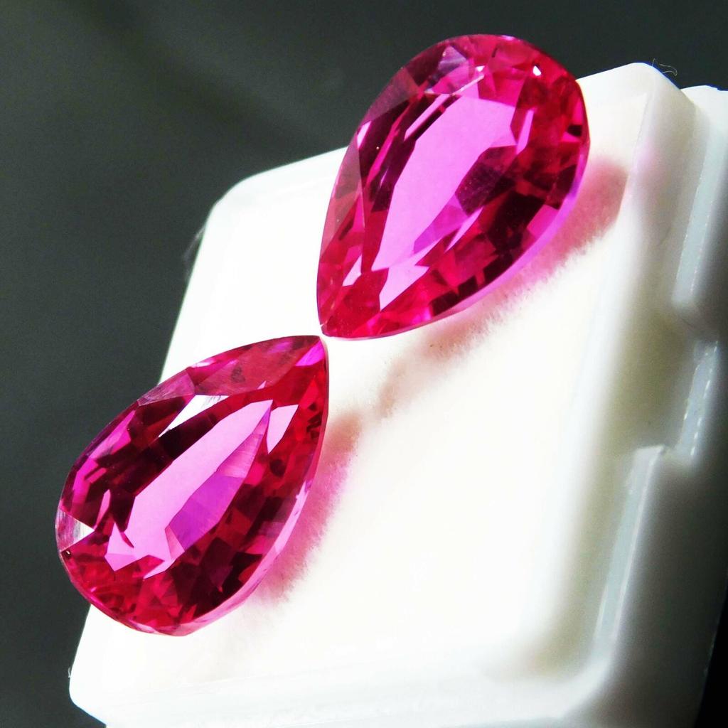 16 Ct Natural Tourmaline Pink CERTIFIED Loose Gemstone PEAR Shape Pair