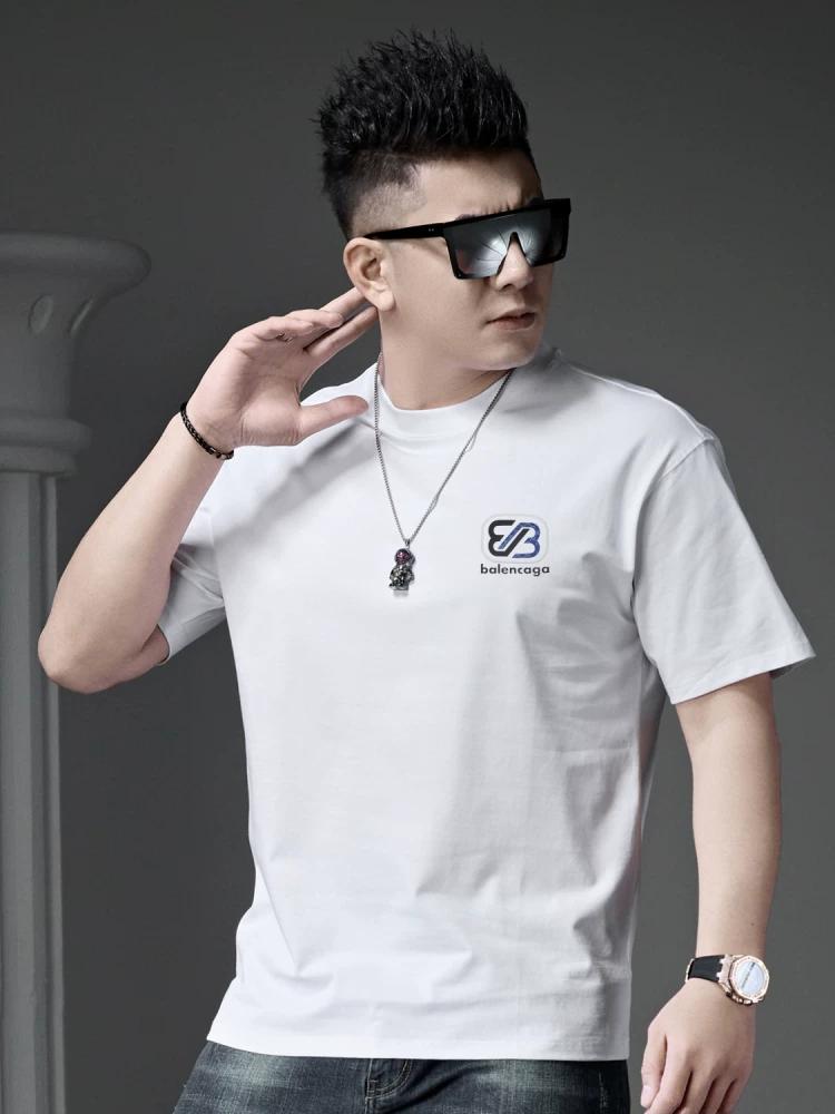 European High-End Letter-Printed Short-Sleeved T-Shirt for Men 2025 New Summer Trendy T-Shirt Men's Half-Sleeved Top