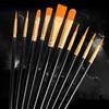 10-Piece Pearlescent Blue Oil Paint Brush Set with Nylon Bristles for Gouache & Watercolor