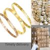 Luxury Women's Stainless Steel 18K Gold Plated Bracelet Waterproof Design with Roman Numeral Inlaid Zirconia for Gift