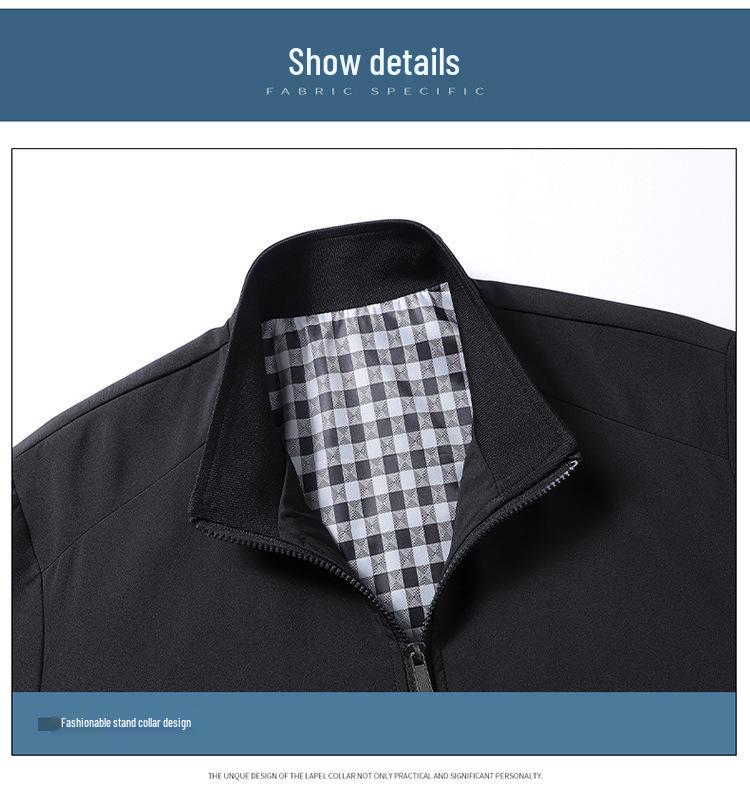 Plus Size Men's Business Stand-up Collar Casual Jacket for Autumn and Winter