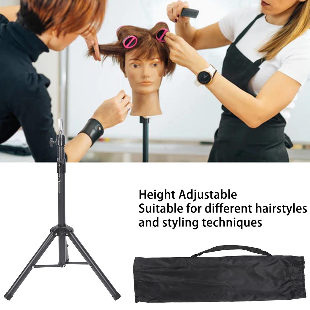 Wig Head Stand Tripod Metal Aluminium Alloy Height Adjustable Mannequin Manikin Training Head Stand