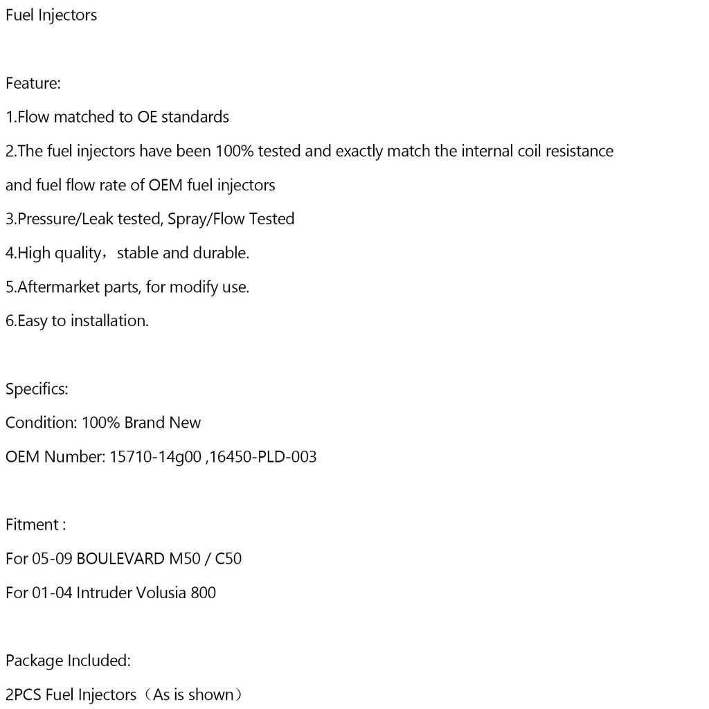 2KS 16450-PLD-003 Palivové vstřikovače Pro Suzuki BOULEVARD M50 / C50 15710-14g00