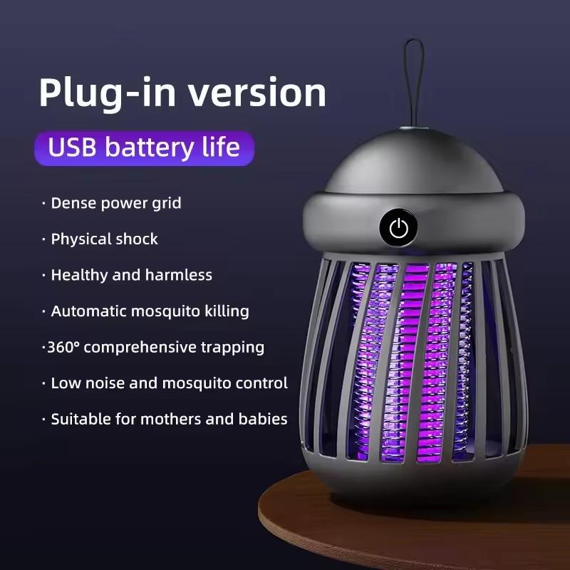 

Electric Mosquito Killer Lamp with USB Power Insect Zapper & Night Light for Bedroom Outdoor Fly Trap with Shock-Proof Design Gray-USB Plug In