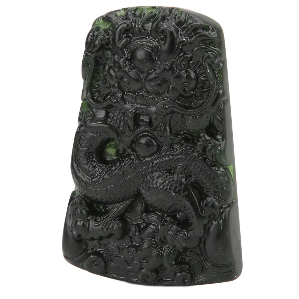 Jade Pendant HandMade Dark Jade Fashion Exquisite Dragon Necklace for Gift Collection Display