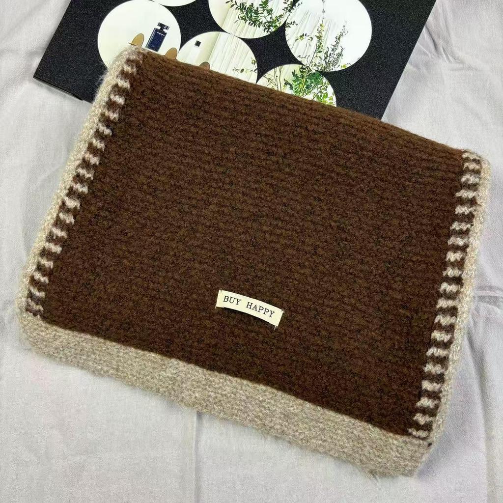 Korean Style High-End Wool-Blend Soft Knit Scarf: Warm, Versatile Autumn/Winter Snood for Women and Students