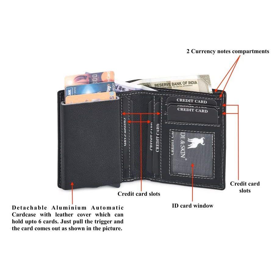 Кошелек из натуральной кожи с металлическим логотипом и съемным футляром для карт — фото 5