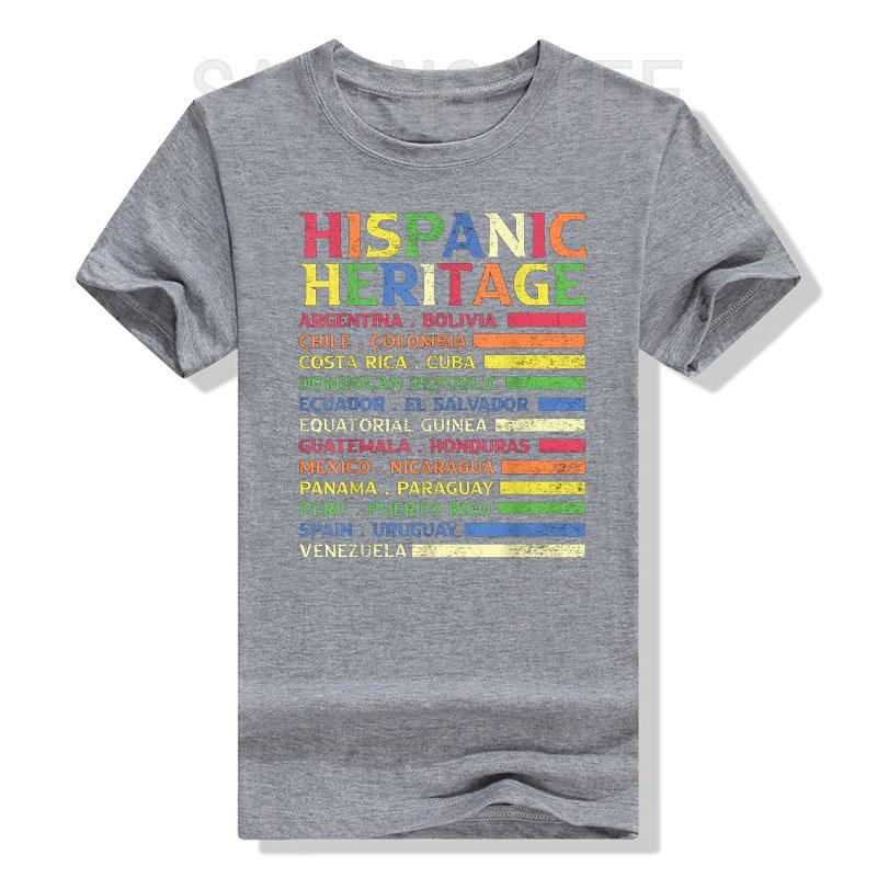 Hispanic Heritage Month National Latino Countries Flag T-Shirt Letters Printed Graphic Tee Top La Herencia Hispana Women Clothes
