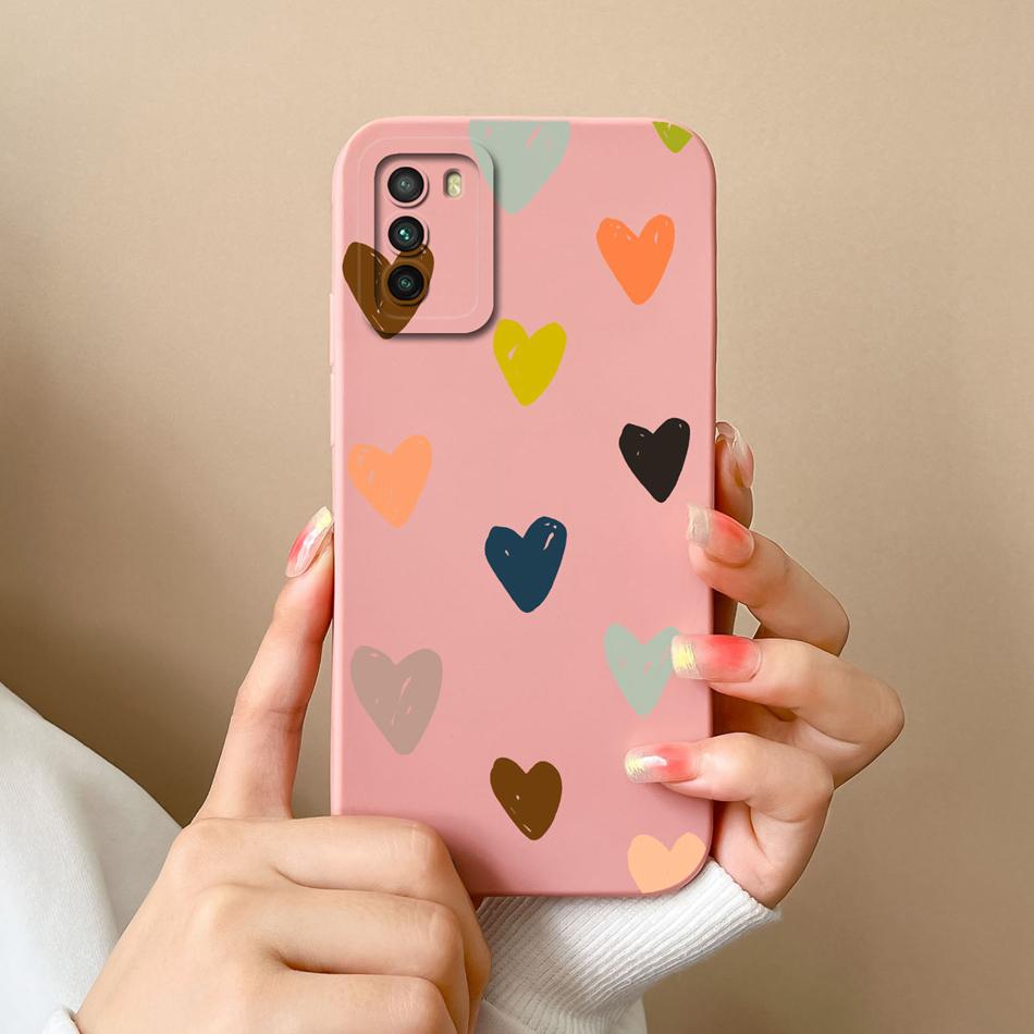 

For Xiaomi Poco M3 Pro Phone Case Love Heart Soft Liquid Silicone Camera Protection Back Cover For Poco M 3 M3Pro Funda Bumper Poco M3