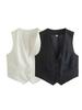 Fashion Women Vest Sleeveless Vests for Women Chic V-Neck Single-Breasted Ladies Elegant White Waistcoat Tops