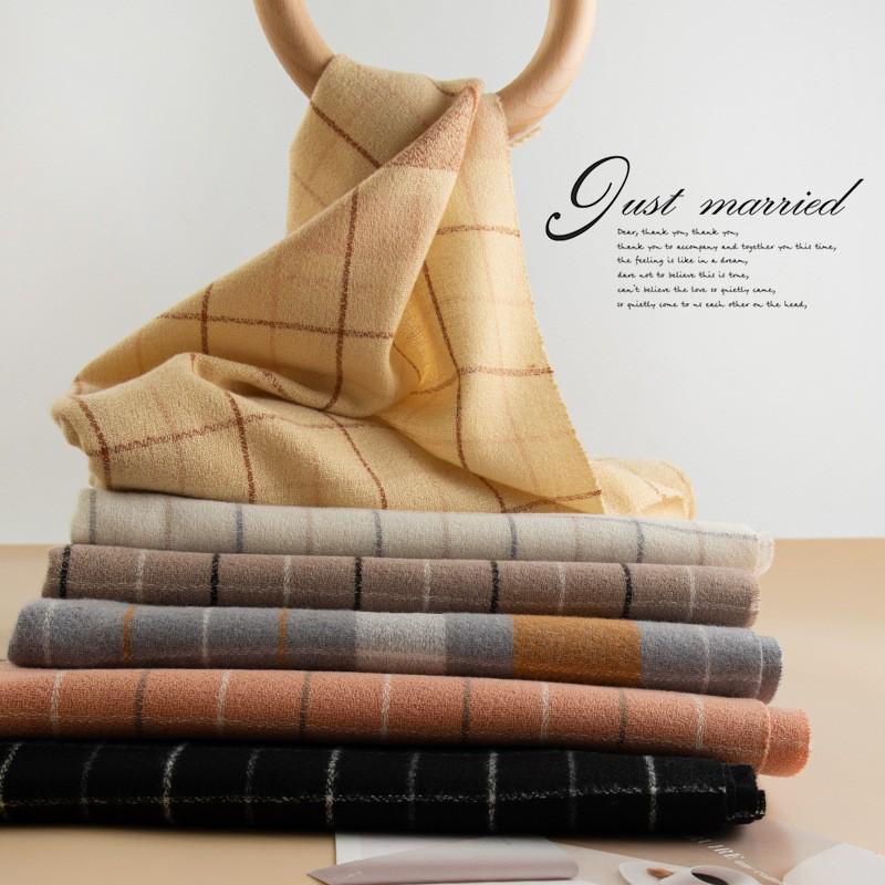 Womens Plaid Knit Scarf Soft Faux Cashmere Long Wrap Shawl Winter Warmth Office Commute
