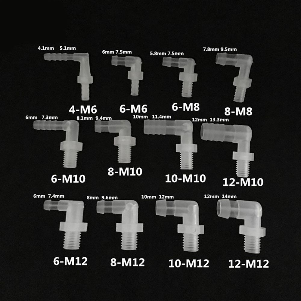 10Pcs M6-M12 To 4-12mm Pagoda Elbow Connector Plastic Hose Fittings for Aquarium Fish Tank Fittings