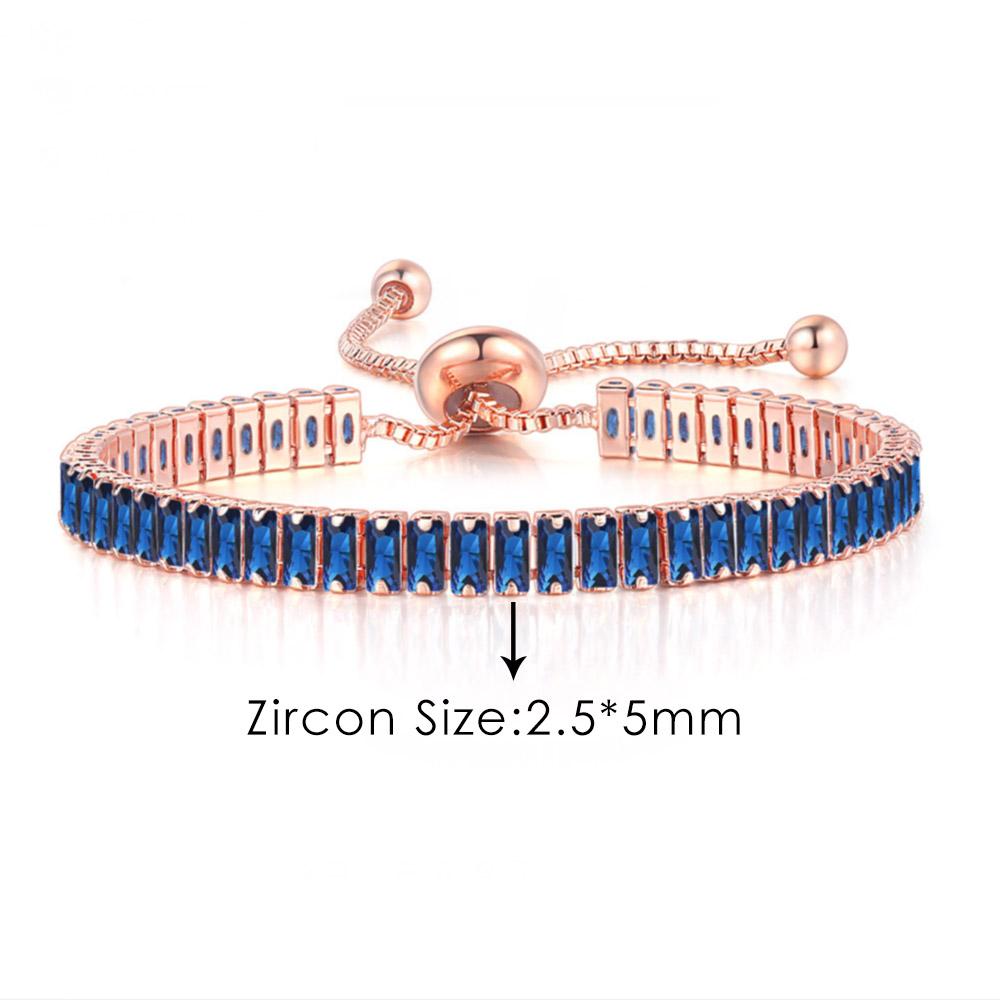 Trendy Blue Crystal Adjustable Tennis Bracelets for Unisex Women Men Various Shapes Iced Out CZ Short Chain on Hand Jewelry