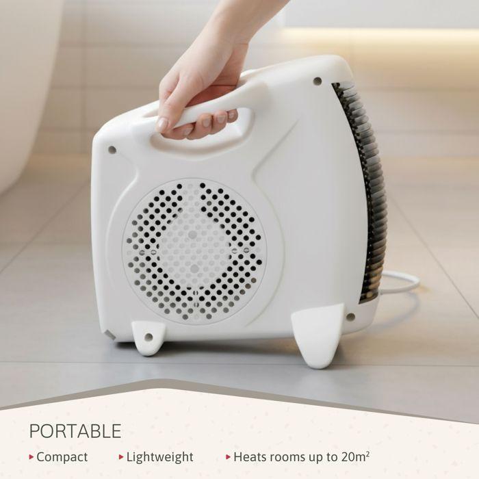 Radiateur Soufflant, Chauffage D'Appoint Électrique Avec Thermostat Réglable Briebe HT1181 2000W Blanc 04933