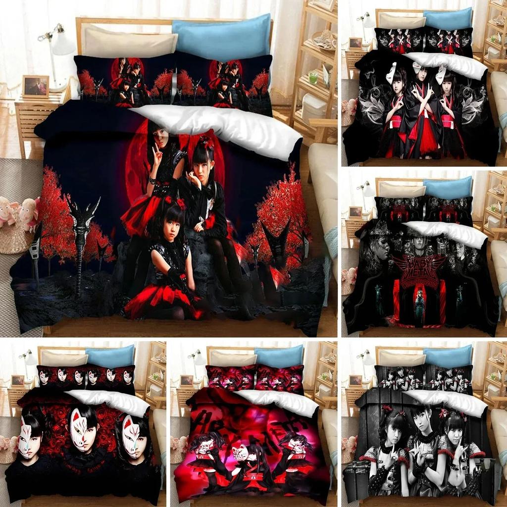3D Printed Babymetal Band Bedding Set Duvet Cover Sheet Printed Bed Set Pillowcase Bed Full Queen King Size Comforter Bedroom