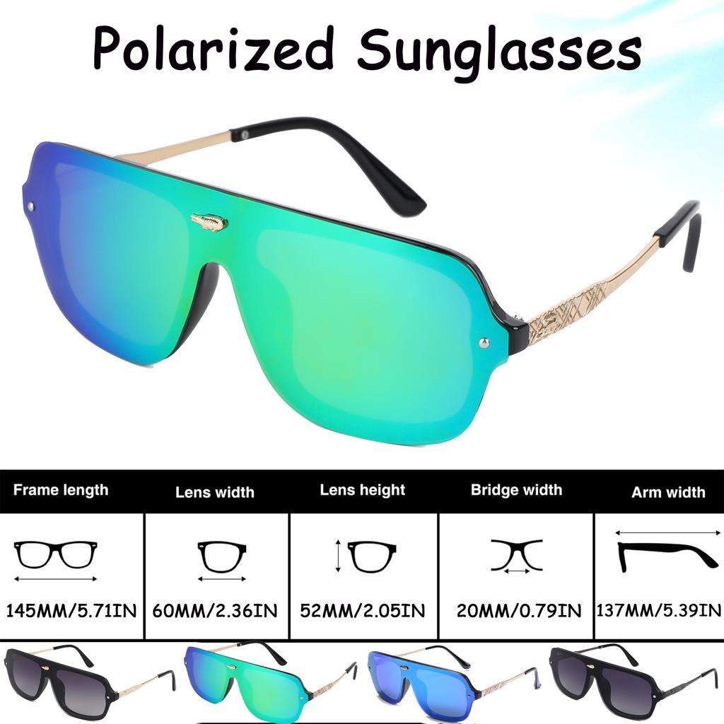 Polarization Men's Sunglasses Big Frame Sunglasses for Men Women Alloy Frame Stylish Glasses for Traveling Fishing Driving UV400 Protection