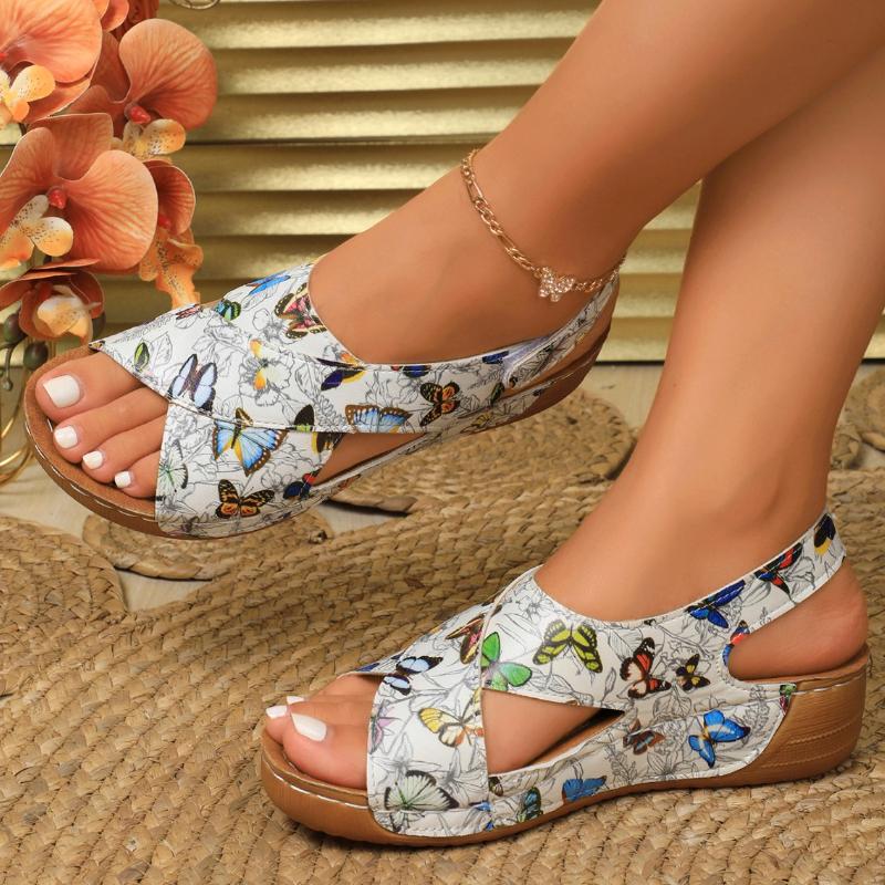 Fashion Designer Women's Mid Heels Sandals Fashion Heeled Shoes 2025 New Wedges Pumps Summer Trend Walking Comfort Zapatillas De Mujer