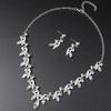 3pcs High-end Droplet Shaped Crystal Inlaid Necklace and Earring Set Simple and Durable Bridal Wedding Dress Accessories