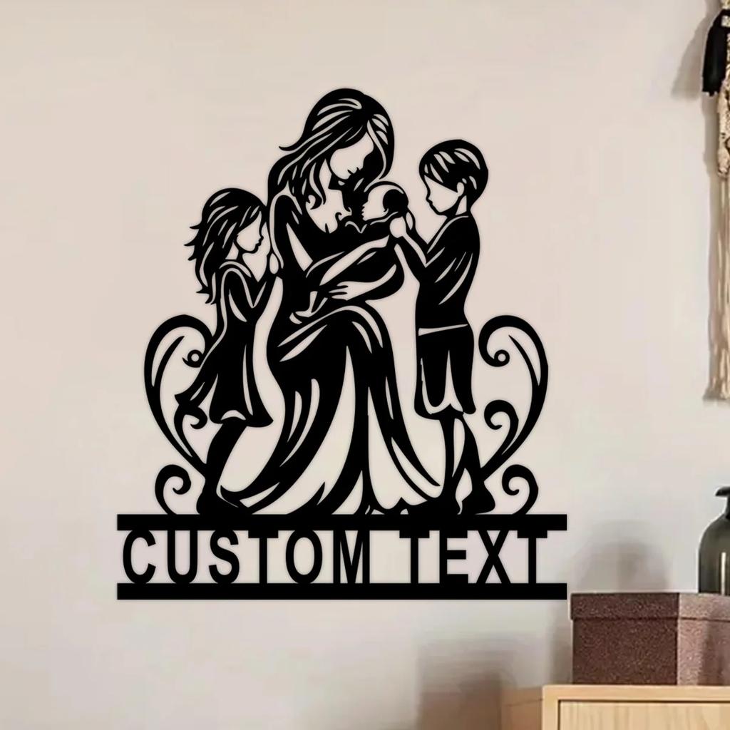 Metal Wall Art Family Love Sign, Tree of Life Heart Shape Gift, Mothers Day Home Decor, Personalized Name Picture