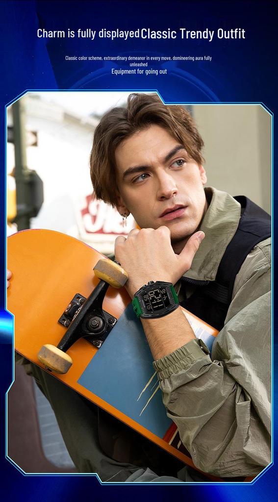 Sanda Men's Sports Watch - Luminous, 50M Waterproof, Electronic, Countdown Timer, Alarm, Calendar, Multifunction.