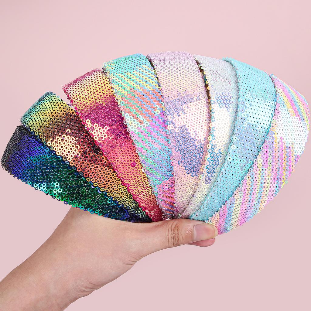 Serre-têtes à paillettes tendance Filles Brillants 3CM Serre-têtes Filles Femmes Serre-têtes Enfants Enfants Décoration de fête Accessoires pour cheveux