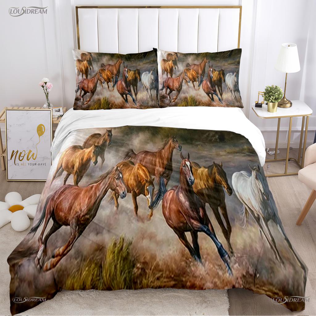 Persia Galoping Horse Al Season Duvet High-End Premium Cover Beding Sets Soft Comfortable Quilt Cover plus Pilowcases Ten Single/Double/Quen/King