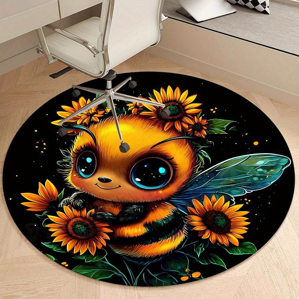 Bee Round Rug Suitable For Office Reception Decorative Carpet Office Chair Protection Carpet And Also Suitable For Gifts To Relatives And Friends