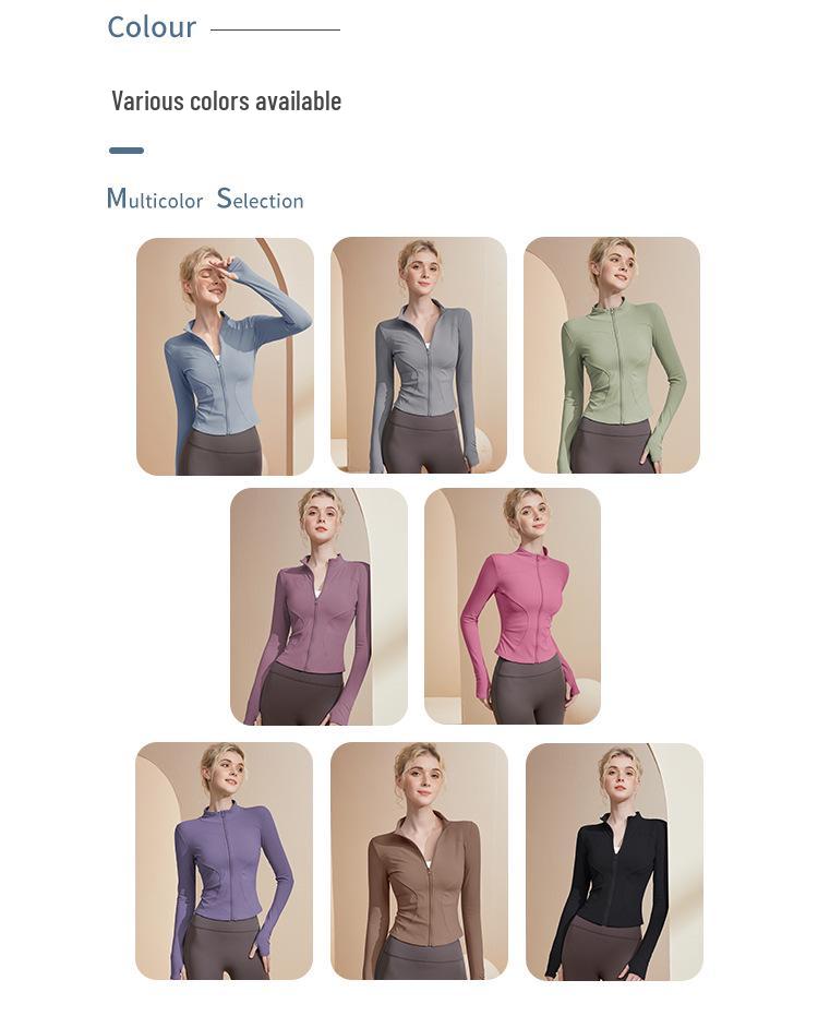 Women's Long Sleeve Sports Yoga Jacket - Stand Collar Cardigan for Running, Fitness, and Pilates