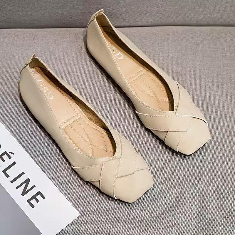 Single shoe girl 2025 new spring and summer fairy style gentle soft-soled flat shoes shallow mouth versatile Doudou shoes woman