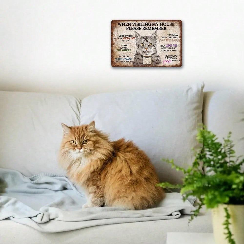 Vintage Tuxedo Cat Tin Sign 8x12 Inches Retro Wall Art Metal Decor For Kitchen Bar Garage