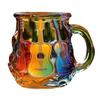 Guitar Art Mug 11oz Musical Coffee Cup 3D Guitar Shaped Glass Mug Painted Collection Gifts for Music Lovers