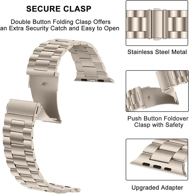 Stainless Steel Strap for Apple Watch Ultra 2 49mm Band 44mm 42mm 46mm 41mm 45mm 44 Mm Bracelet IWatch Series 10 9 8 7 SE 6 5 4