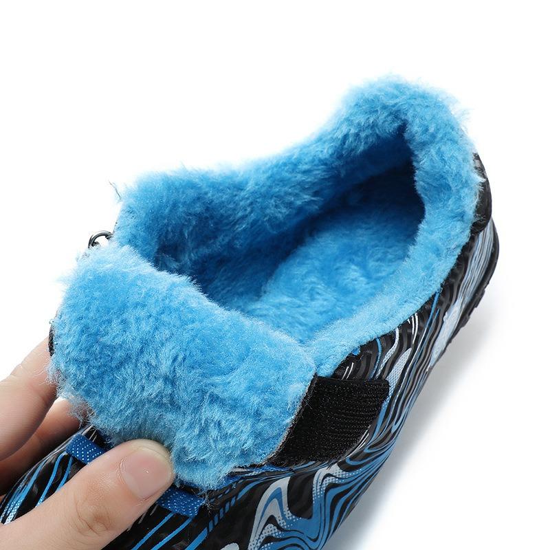 Kids' Fleece-Lined Soccer Shoes Non-slip Turf Sole Strap Breathable Printed Football Boots