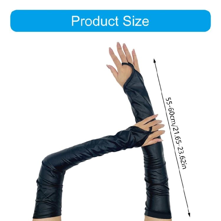 PU Leather Gloves for Formal Event Party Gloves Elegant NightClub Gloves Adult Stage Performances Fingerless Long Gloves
