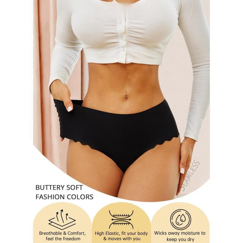 High-Waisted Seamless Women's Panties with Wave Edge - Style K7745
