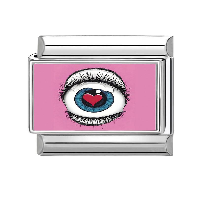Unique Y2K Pink Girls' Eye Tulip Flowers Moon Cat Cherry Italian Charm Link Fit 9mm Stainless Steel Bracelet DIY Making Jewelry