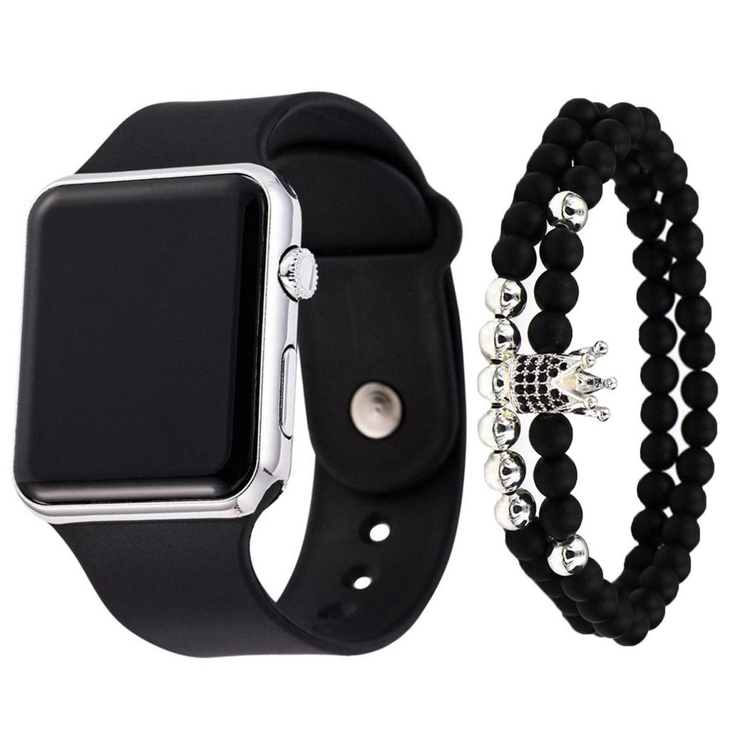 3-Piece Men's LED Silicone Watch & Bracelet Set