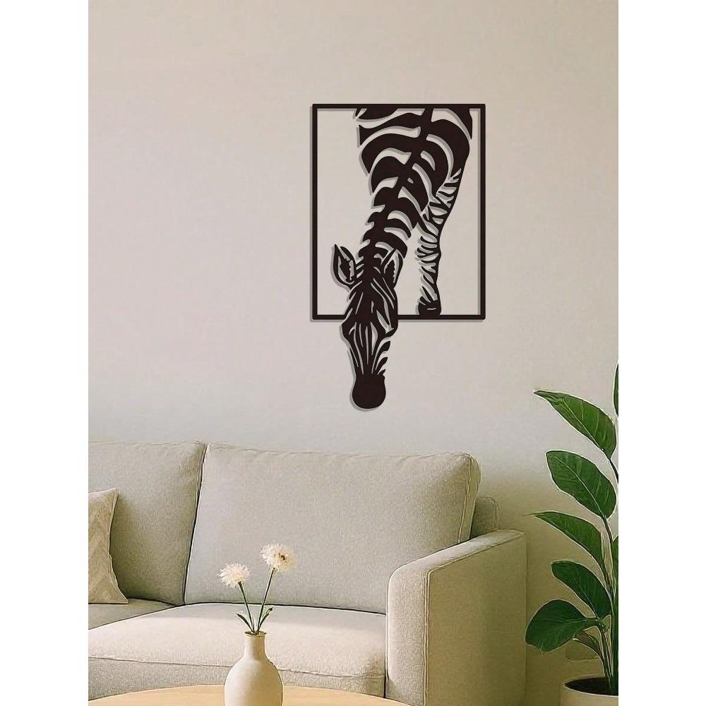 Sleek Zebra Metal Wall Art Modern Animal Sculpture for Farmhouse Boho Living Room Office Durable Indoor Outdoor Decor