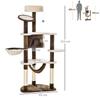 XXL Cat Tree 153H cm with Cat Cave, Hammock, Climbing Tree for Cats, Plush Brown for Play & Relaxation