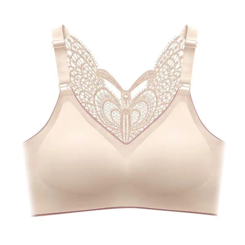 

Бюстгальтер из латекса, красивая спина, удобное нижнее белье для женщин, без стального кольца для сборки топа, тонкий бюстгальтер, облегающий грудь больших размеров для женщин Standard 5XL size [210-125kg]