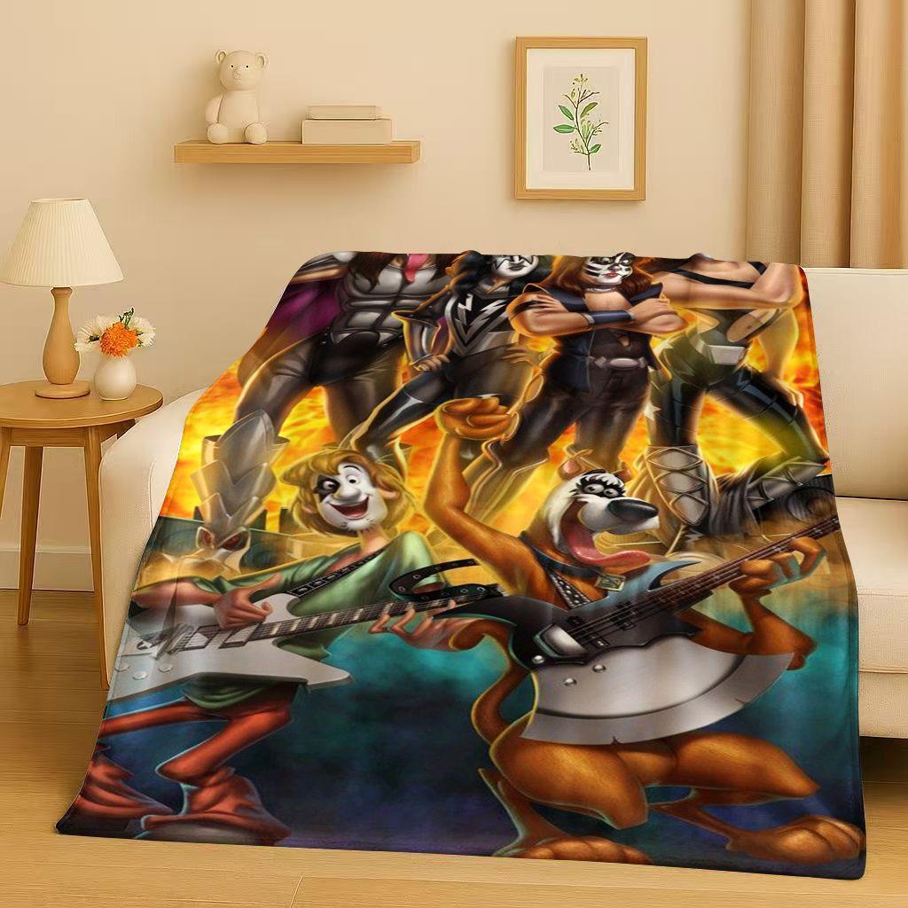 Coperta di Flanella Retro Kiss Rock Heavy Metal Band Gene Simmons, Coperta Morbida Ultra Peluche per Casa Camera da Letto Letto Divano Ufficio